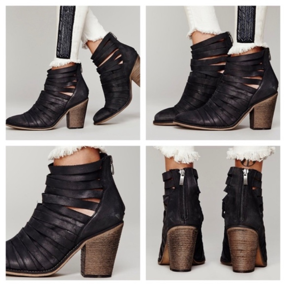 FREE PEOPLE BLACK LEATHER BOOTIE
